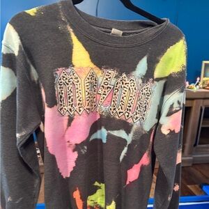 Black MAMA Tie-Dye Graphic sweatshirt with Neon Accents